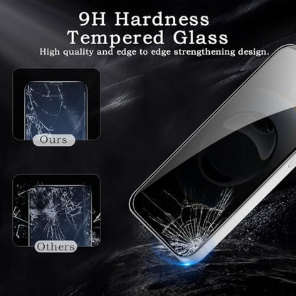 Privacy Screen Protector for iPhone 16e/14/13/13 Pro, Shatterproof Tempered Glass Accessories, Anti Spy Tempered Glass Film, Case Friendly Ultra Resistant 9H Hardness Anti-Glare HD Black -3 Pack