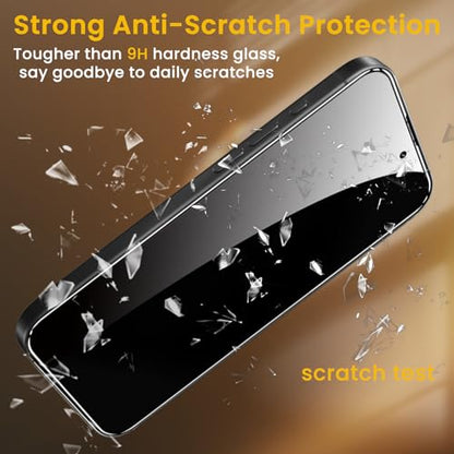 Romkasi 3 Pack Privacy Screen Protector for iPhone 17 Pro 6.3 Inch with 3 Pack Camera Lens Protector, Anti Spy Tempered Glass Film, Anti-Scratch, Touch Sensitive, Case Friendly - color: iPhone 17 Pro