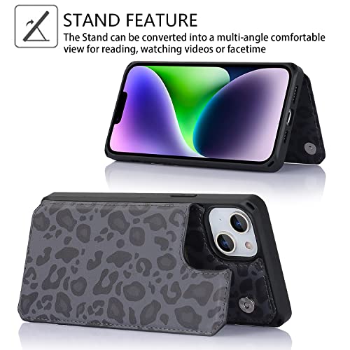 Cavor for iPhone 14 Wallet Case with Card Holder for Women Men, Black - color: E-Black