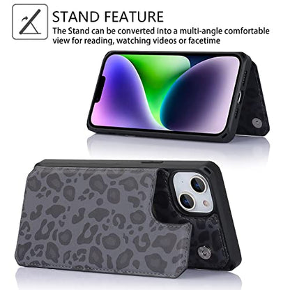 Cavor for iPhone 14 Wallet Case with Card Holder for Women Men, Black - color: E-Black