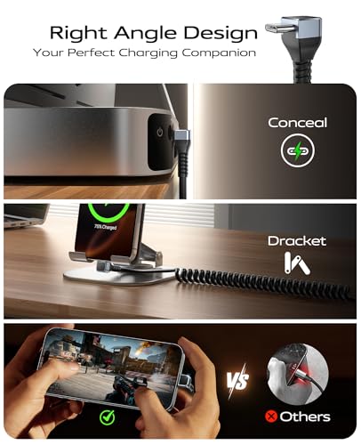 KIYODA USB C to C Cable for CarPlay/Android Auto 3FT 90 Degree USB C Cable - color: Grey, size: 3FT