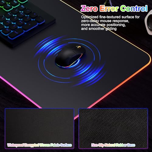 HAUTOCO Wireless Charging Mouse Pad, RGB Large Gaming Desk Mat - color: Black