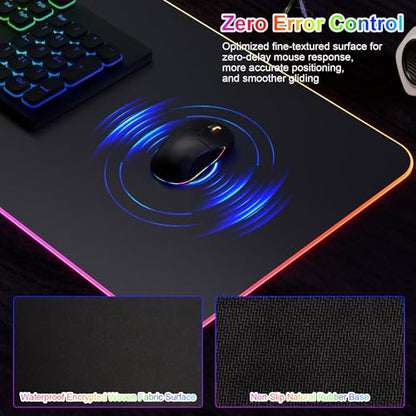 HAUTOCO Wireless Charging Mouse Pad, RGB Large Gaming Desk Mat - color: Black