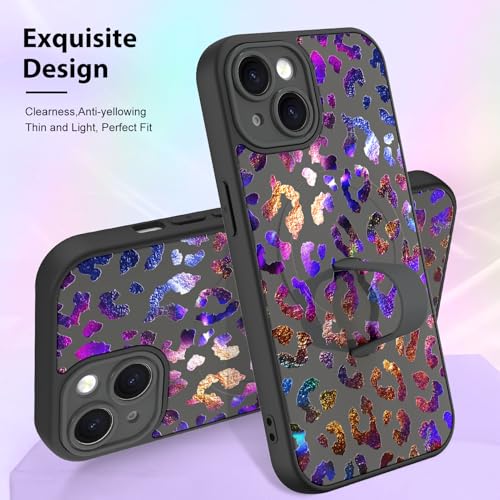 KANGHAR Compatible with iPhone 15 Case Leopard Cheetah Pattern -Black - color: Black-Leopard(Iridescent), size: iPhone 15