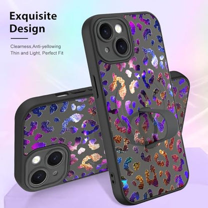 KANGHAR Compatible with iPhone 15 Case Leopard Cheetah Pattern -Black - color: Black-Leopard(Iridescent), size: iPhone 15