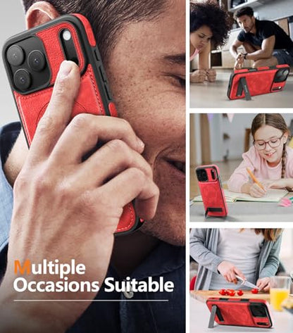 WTCASE Magnetic for iPhone 1X Leather Case,Built-in Invisible Stand [Compatible with Magsafe] Protective Slim Kickstand Phone Cover (2025) (Red, iPhone 1R Pro) - color: Red, size: iPhone 1R Pro
