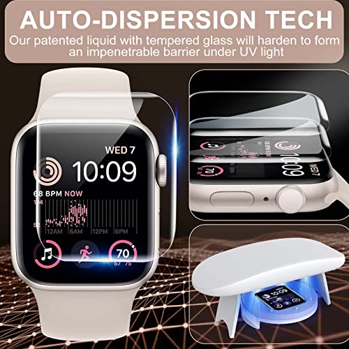 for Apple Watch Screen Protector 40mm SE Series 6/5/4, Tempered Glass 𝐇𝐢𝐝𝐞 𝐒𝐜𝐫𝐚𝐭𝐜𝐡𝐞𝐬 Full Coverage Bubble Free HD Film for iWatch 40mm Accessories - 2 Pack - size: 40mm