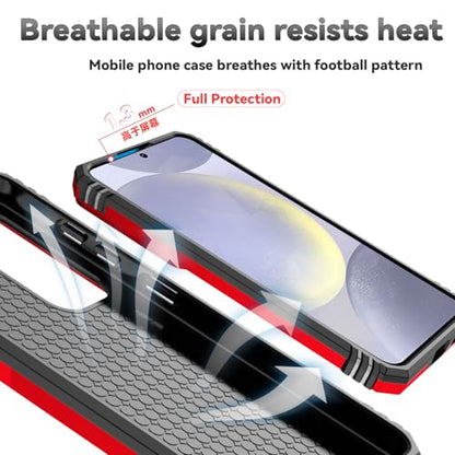 for Samsung Galaxy S24 FE Case with Camera Lens Cover HD Screen Protector, Dual Layer Military-Grade Drop Tested Magnetic Ring Holder Kickstand Protective Phone Case for Galaxy S24 FE (Red) - color: Red with camera cover Military-Grade 2nd gen