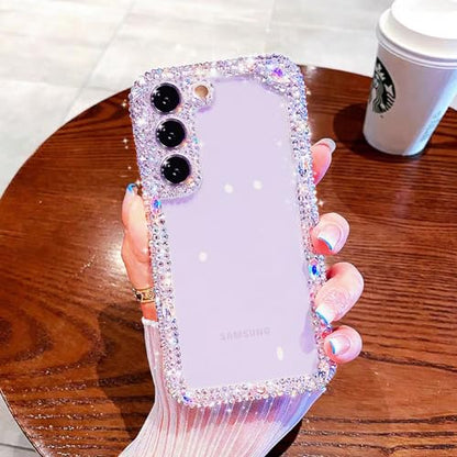 Compatible with Samsung Galaxy S22 Plus Bling Clear Case for Women,Glitter Phone Case with Sparkle Rhinestone Diamond Camera Protection，Airbag Anti-Fall Crystal Hard Cover for Girl - size: Galaxy S22 Plus