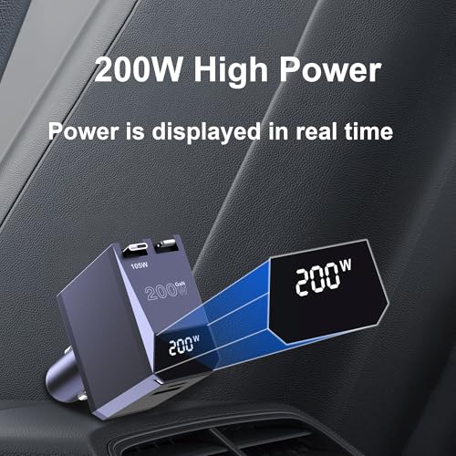200W Retractable Car Charger, Power Display