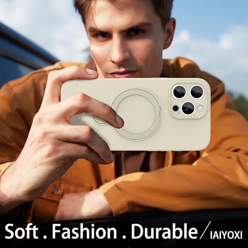 IAIYOXI 아이폰 16 프로용 업그레이드된 360° 스핀 실리콘 케이스, 보이지 않는 스탠드, 부드러운 긁힘 방지 극세사 안감, 킥스탠드 포함, 여성 및 남성용, 회전 가능, 앤티크 화이트 - color: 앤티크 화이트