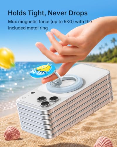 SYNCWIRE Magnetic Phone Ring Holder, for MagSafe Phone Grip Stand Kickstand - color: Mood-Sea Salt Blue