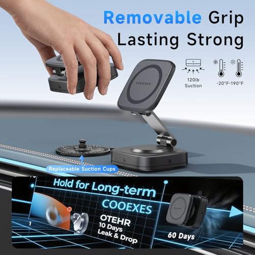 Magnetic Car Phone Holder for Dashboard & Windshield, Quick-Swap Cell Phone Mount with Strong Suction Cup, 360° Adjustable Car Phone Stand, Compatible with iPhone 17-12Pro Max, Samsung Galaxy