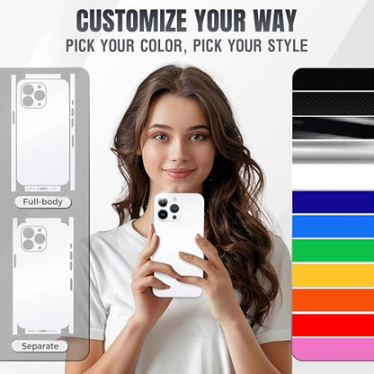 2Pcs Skin Wrap Compatible for iPhone 15 Pro – Slim Decal Vinyl Protective Film for Sides & Back – Sleek Fit, Premium Look – Compatible with All iPhone 15 Pro Cases - White - color: White
