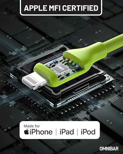 Silicone USB A to Lightning Cable 6FT, MFi Certified Cord, Green - color: A to L Silicone Green