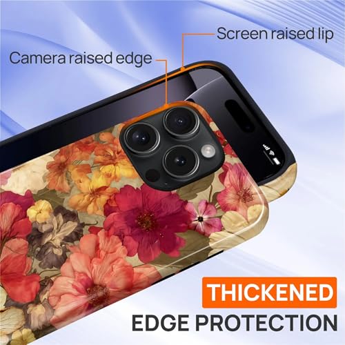 Case for iPhone 16 Pro, Shockproof Hybrid Protective Phone Case, Dual-Layer Drop Protection Anti-Scratch, Pressed Flower - color: Pressed Flower, size: iPhone 16 Pro