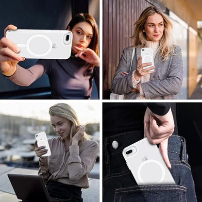 DUEDUE for iPhone 8 Plus Case, iPhone 7 Plus Case Magnetic[Compatible with Magsafe], Translucent Matte Back Protective Cover Shockproof Phone Case for iPhone 7 Plus/8 Plus, White - color: White