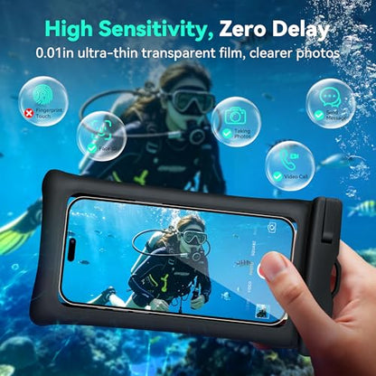 Floating Waterproof Phone Pouch 2 Pack - Dual Floatable Airbags Up to 7.2", IPX8 Waterproof Phone Dry Bag with Lanyard for Beach, for iPhone 17 16 15 Samsung Galaxy Etc., Black + Black - color: Black + Black