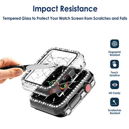 Simpeak 5 Pack Bling Screen Protector Case Compatible with Apple Watch 38mm 42mm 40mm 44mm 41mm 45mm Series 10 42mm 46mm, Protector Case Replacement for iWatch Series 10 9 8 7 6 5 4 3 2 1 Ultra 1 2 (38mm) - size: 38mm