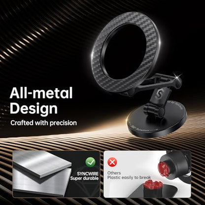 SYNCWIRE Fits MagSafe Car Mount Magnetic Phone Holder for Dash and Tesla - color: Carbon Fiber
