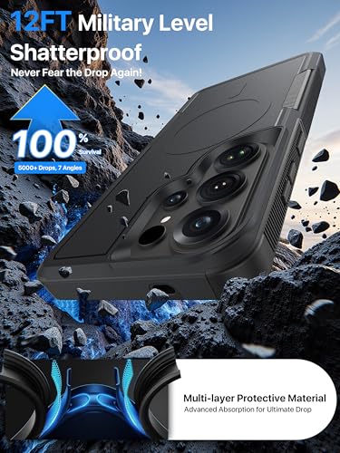 Magnetic for Samsung Galaxy S26 Ultra Case Heavy Duty Protection, Military-Grade Dual-Layer Shockproof S26 Ultra Phone Case [Fit for MagSafe] Matte Finish Case S 26 Ultra 6.9", Black - color: Black