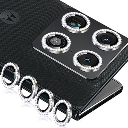 Zeking (2 Set) Bling Camera Lens Protector Compatible with Motorola Razr Fold 5G, Glitter Bling Sparkly 9H Tempered Glass Protector Metal Individual Ring (Bling-Silver) - color: BlingGold