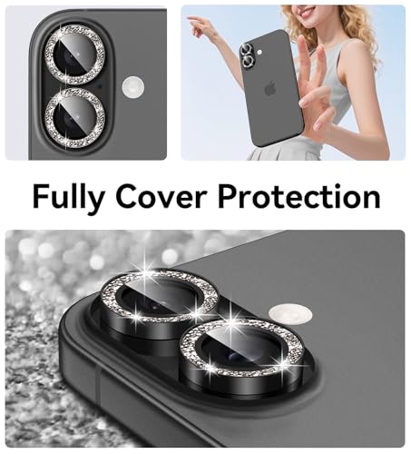 Matekxy for iPhone 17 Camera Lens Protector Glitter Individual Cover - color: Black