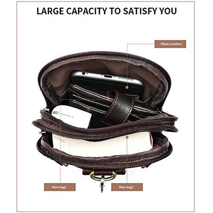 Cell Phone Shoulder Bag Leather Men, Waterproof Phone Waist Bag Messenger Bag Crossbody Purse with Belt Loop Wallet Case - color: Black