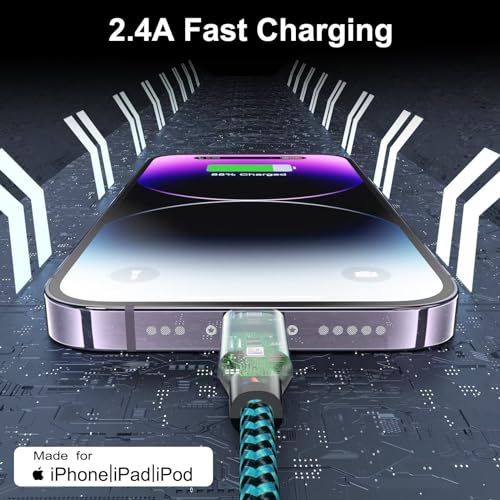 3 Pack 3FT iPhone Charger, Apple MFi Certified iPhone Charger Fast Charging USB to Lightning Cable Nylon Braided iPhone Chargers Cord for iPhone 14 13 12 11 Pro Max Xr Xs 8 and More