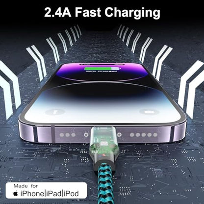 3 Pack 3FT iPhone Charger, Apple MFi Certified iPhone Charger Fast Charging USB to Lightning Cable Nylon Braided iPhone Chargers Cord for iPhone 14 13 12 11 Pro Max Xr Xs 8 and More