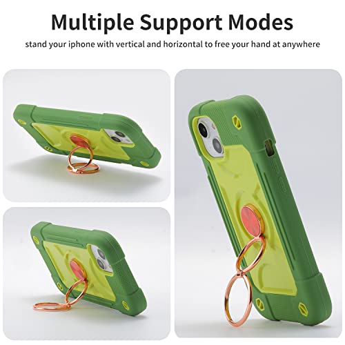 MARKILL Compatible with iPhone 14 Plus Case 6.7 Inch with 360 Degree Rotate Ring Stand, Military Grade Drop Protection Full Body Rugged Heavy Duty Protective Cover for iPhone 14 Plus Avocado - color: Avocado, size: iPhone 14 Plus 6.7"