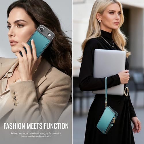 for iPhone 17 Air Phone Case Wallet Magnetic Detachable, Turquoise - color: Turquoise, size: iPhone Air