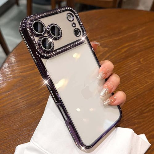 Glitter Diamond Case for iPhone 17 Pro Max Clear Built in Shiny Camera Protector 17 Pro Max Case Women Girls Cute Bling Sparkle Luxury Plating Soft TPU Shockproof Protective Phone Cover 6.9", Purple - color: Purple, size: For iPhone 17 Pro Max 6.9"