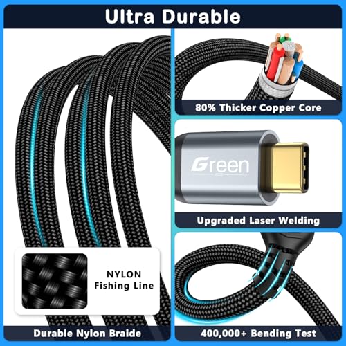 Green Jiss® USB C Extension Cable 6.6ft, 20Gbps/4K@60Hz Video, Heavy Duty USB3.2 Gen2 Extender Male to Female Full Function Ultra-High Speed Transfer USB Type C Extender 240W Fast Charging Cable - size: 6.6 FT