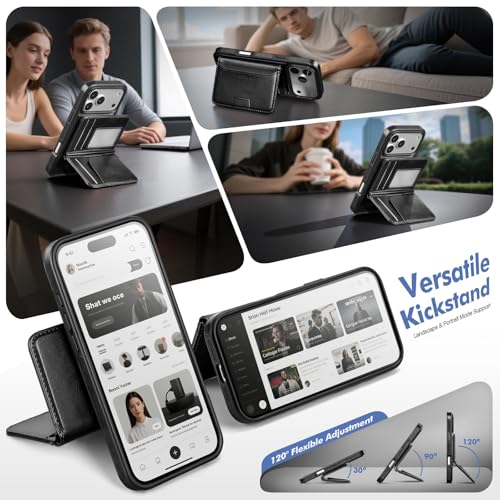 Antsturdy Compatible with MagSafe iPhone 17 Pro Max Wallet Case,Black | 2 in 1 Detachable Magnetic,Credit Card Holder Slots,RFID Blocking,PU Leather,Kickstand,Flip Folio Phone Cover for Men & Women - color: Black, size: iPhone 17 Pro Max - 6.9"