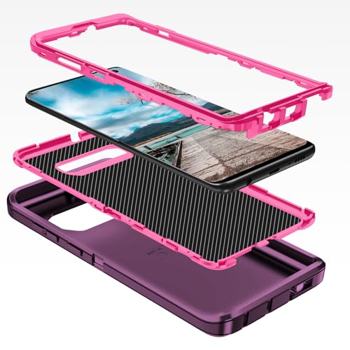 for Galaxy S10 Case,[Without Screen Protector] Heavy Duty Shockproof Dust/Drop Poof 3 Layers Full Bady Protection Rugged Cover for Galaxy S10,Purple/Rose red - color: Purple/Rose red