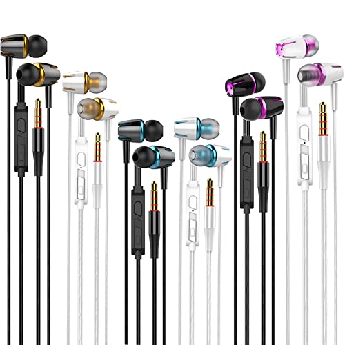 Cianyyee 6Pack Earbuds Headphones Wired with Microphone，in-Ear Earbuds,Noise Isolating,Powerful Heavy Bass, Earphones Compatible with iPhone, iPod, iPad, MP3, Laptops, and Most 3.5mm Jack - color: 3Black+3White