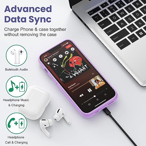 Battery Case for iPhone 13/13Pro/14,7500mah Ultra-Slim Protective Charging Case,Portable Rechargeable Expandable Battery Charger Cover Compatible with iPhone 13/13Pro/14 (6.1 Inch)-Purple - color: Purple