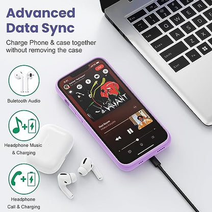 Battery Case for iPhone 13/13Pro/14,7500mah Ultra-Slim Protective Charging Case,Portable Rechargeable Expandable Battery Charger Cover Compatible with iPhone 13/13Pro/14 (6.1 Inch)-Purple - color: Purple