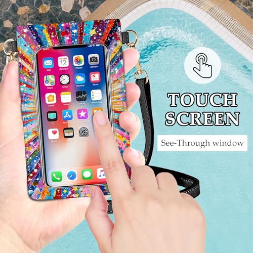 Small Crossbody Bags for Women Touchscreen Cell Phone Bag Cross Body Purses with adjustable Strap,Gifts For Teenage Girls - color: Vibrant Rainbow Light Heart