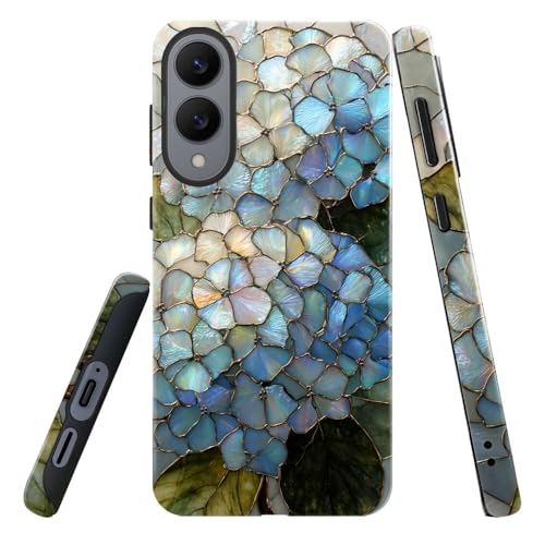 Compatible with Samsung Galaxy S25 Edge Case,Glossy Case All-Round Protection Shockproof Anti-Scratches TPU Cover,Cases for Man Woman-Hydrangeas Bush Stained Glass - color: Hydrangeas Bush Stained Glass, size: Galaxy S25 EDGE