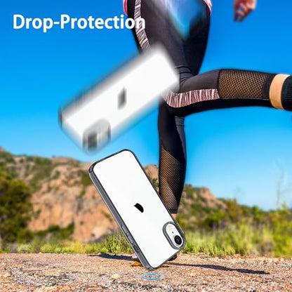 JJGoo Compatiable with iPhone XR Case Clear, Transparent Shockproof Phone Case, Slim Anti-Scratch Hard PC Back Protective Cover Bumper, Transparent Black - color: Transparent Black