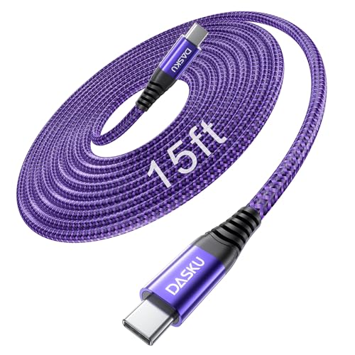 USB C to USB C Cable 100W Fast Charging 15FT Extra Long USBC Cable 1Pack - color: Purple, size: 15FT 1Pack, style: 100W USB C to USB C