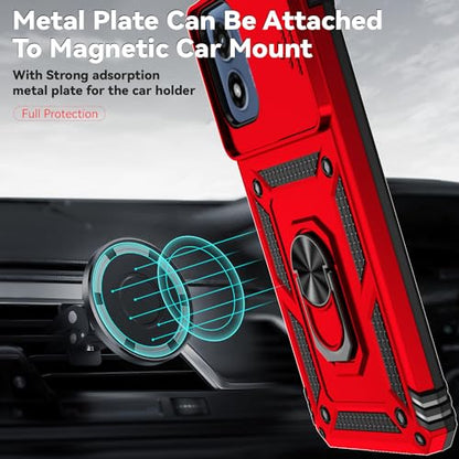 SunStory for Motorola Moto G Play 4G 2024 Case with Kickstand,Red - color: Red