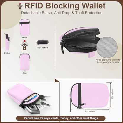 YFWE Clip and Go Strap for Phone With Wallet Crossbody (Detachable RFID Wallet) - Adjustable Phone Lanyard Crossbody with 360° Rotatable Tether Tabs for All Phones (Purple) - color: 4-purple