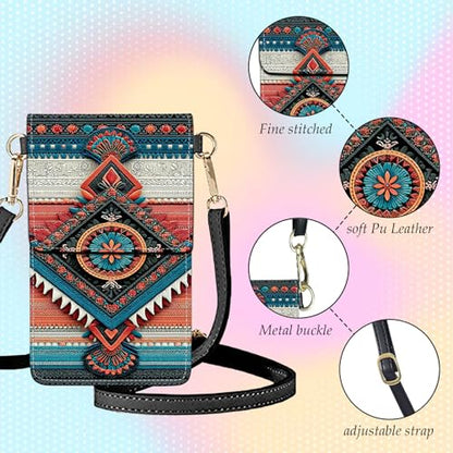 Small Crossbody Bags for Women Touchscreen Cell Phone Bag Cross Body Purses with adjustable Strap,Gifts For Teenage Girls - color: Mandala Boho Art