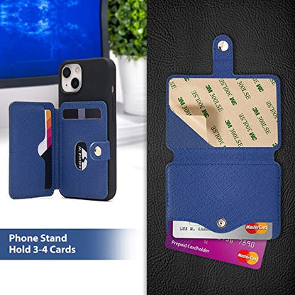 M-Plateau Slim Leather Phone Wallet Stick on With Adhesive Sticker - color: Navy Blue