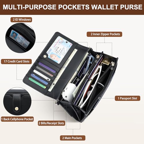 Small Crossbody Bags for Women RFID Vegan Leather Wristlet Phone Mini Purse Shoulder Handbag Wallet Travel Purse - color: Black