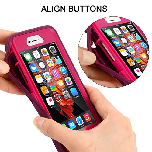 MAXCURY for iPhone 6 Case iPhone 6S Case, Heavy Duty Shockproof Series Case for iPhone 6/6S (4.7")-V2 with Built-in Screen Protector Compatible with All US Carriers (Wine/Fuchsia) - color: Wine/Fuchsia