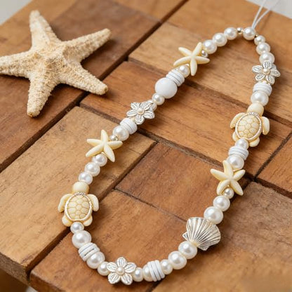 Cute Beaded Camera Wrist Strap for Phone, Digital Camera Charm Lanyard, Pearl Beaded Chain for Bag Keychain Gift - color: White Turtle